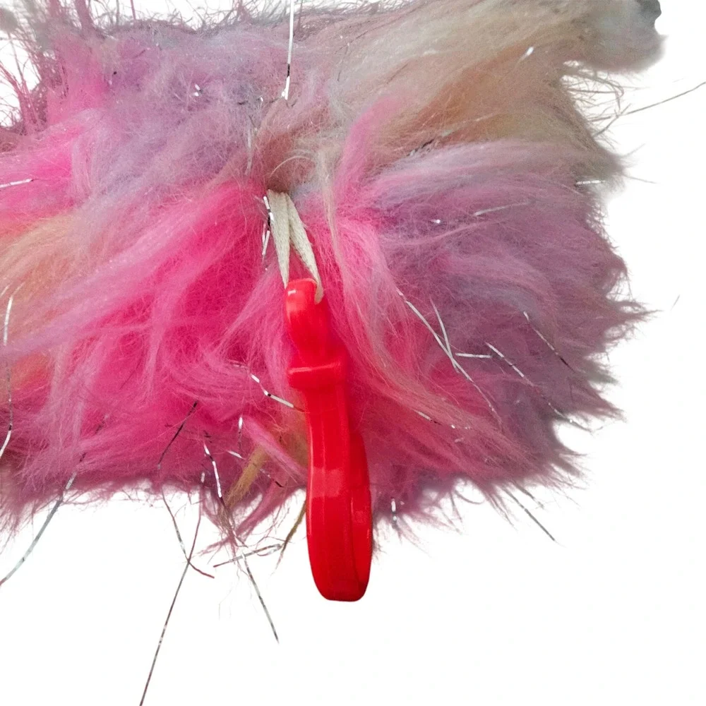 Light‎ up Musical Blue Unicorn Rainbow Fur Plush Backpack Clip Tinsel Accent